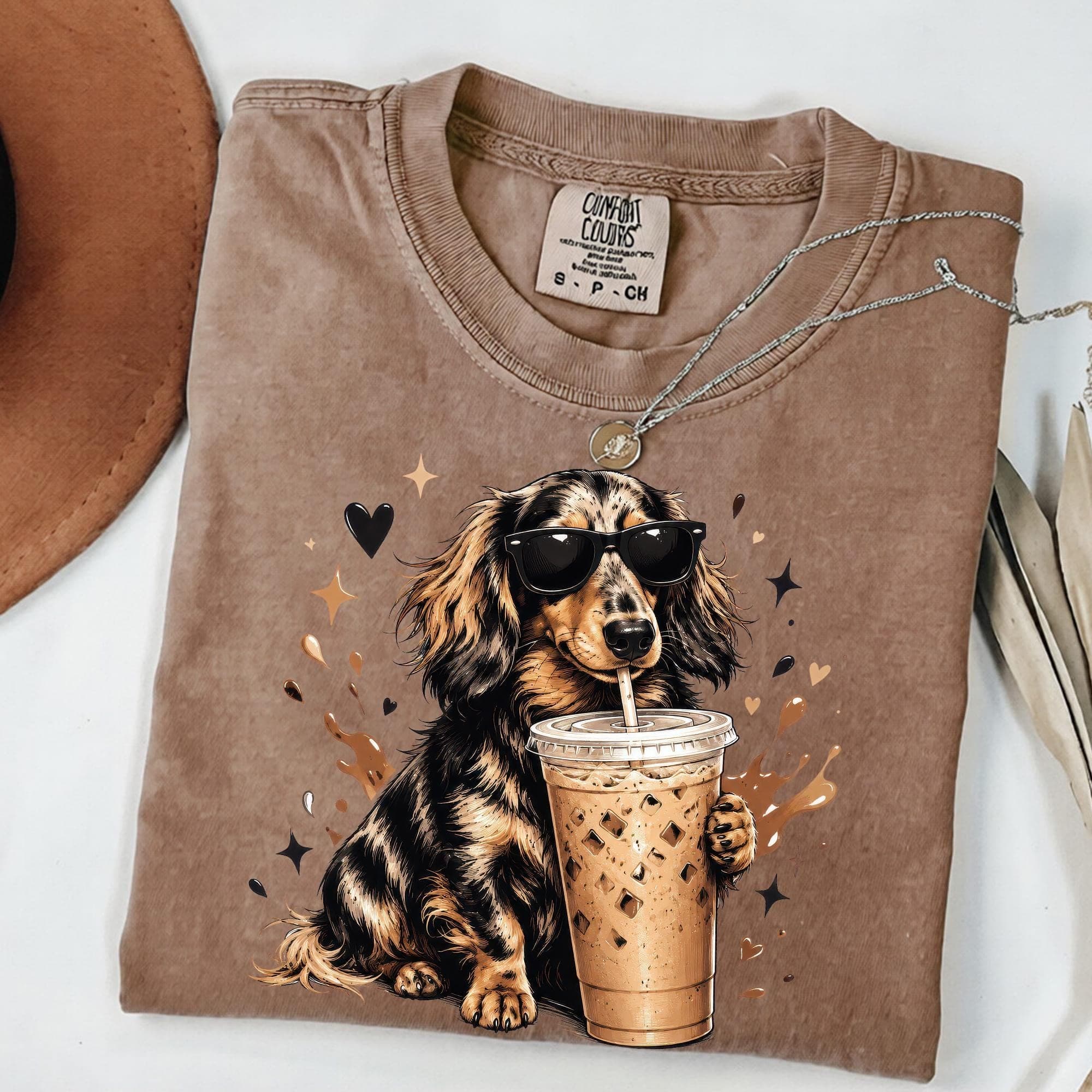 Funny Dachshund Iced Coffee T-Shirt