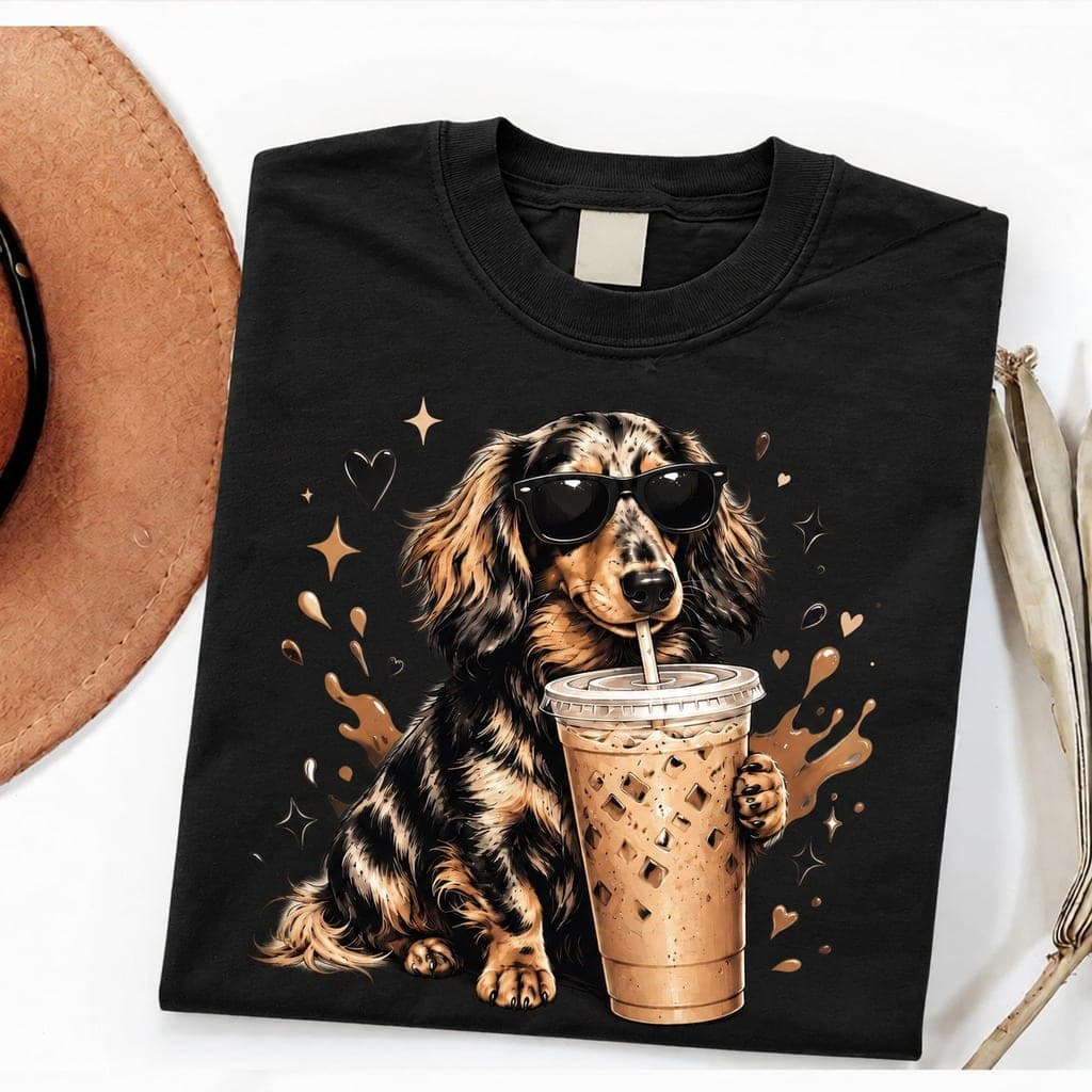 Funny Dachshund Iced Coffee T-Shirt