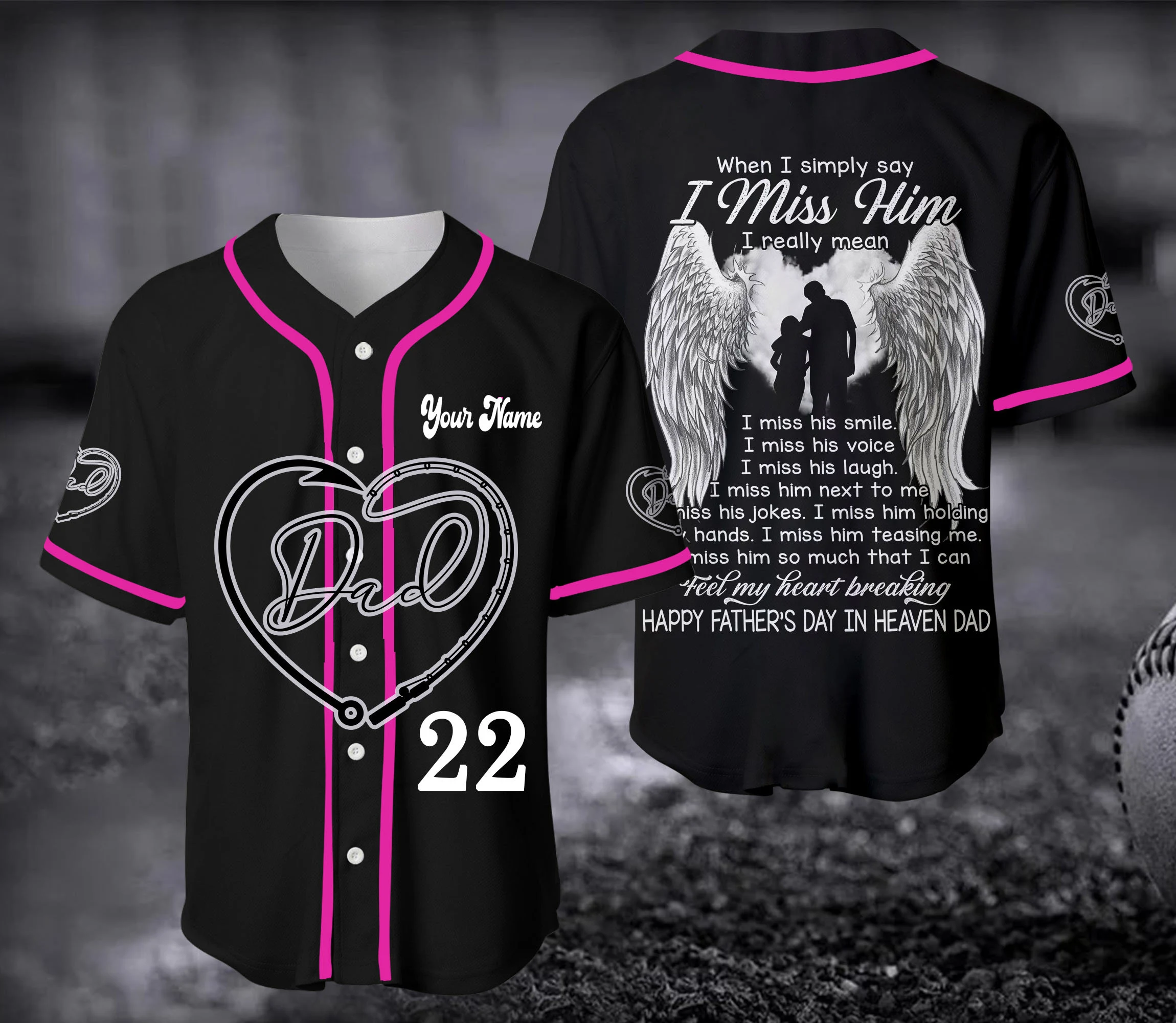 Happy Father's Day Heaven Dad Baseball Jerseys For Men And Women