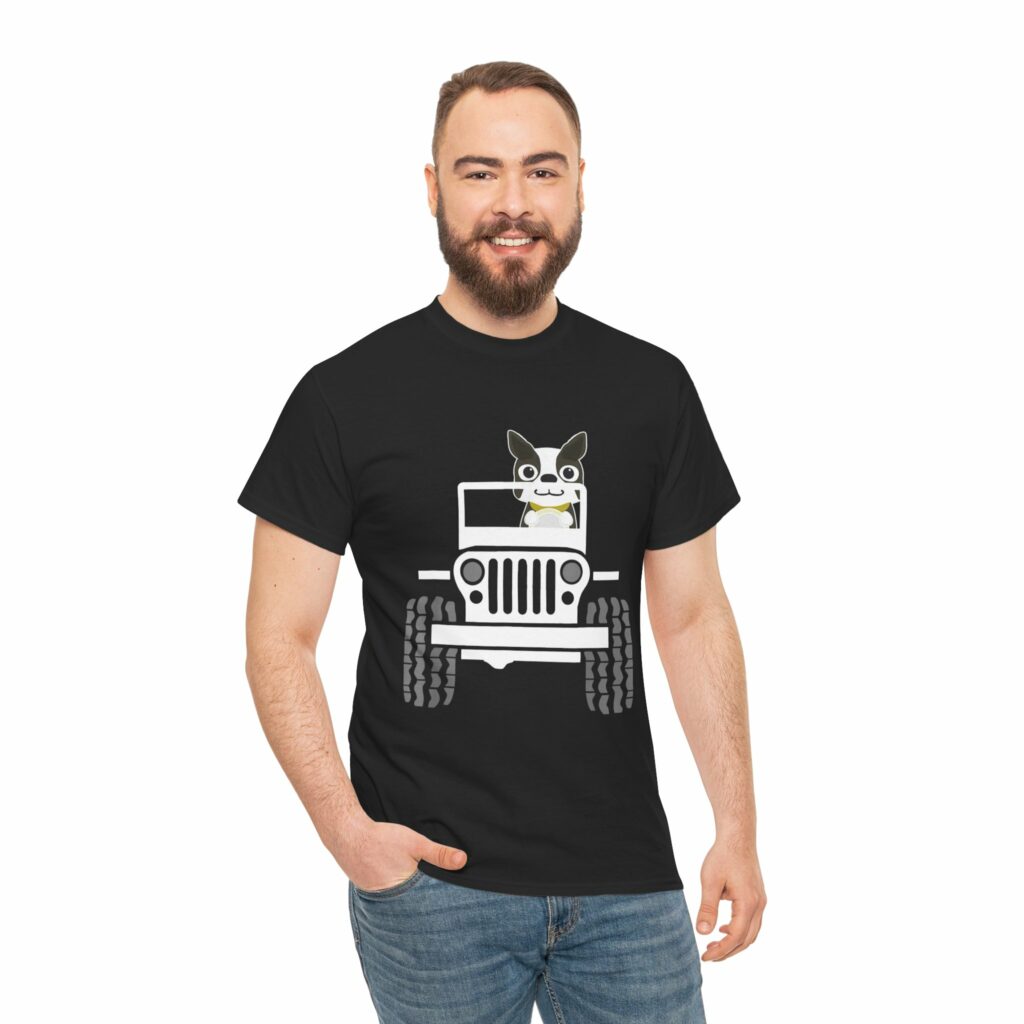 boston terrier dog jeep dad dog jeep mom funny unisex cotton shirt