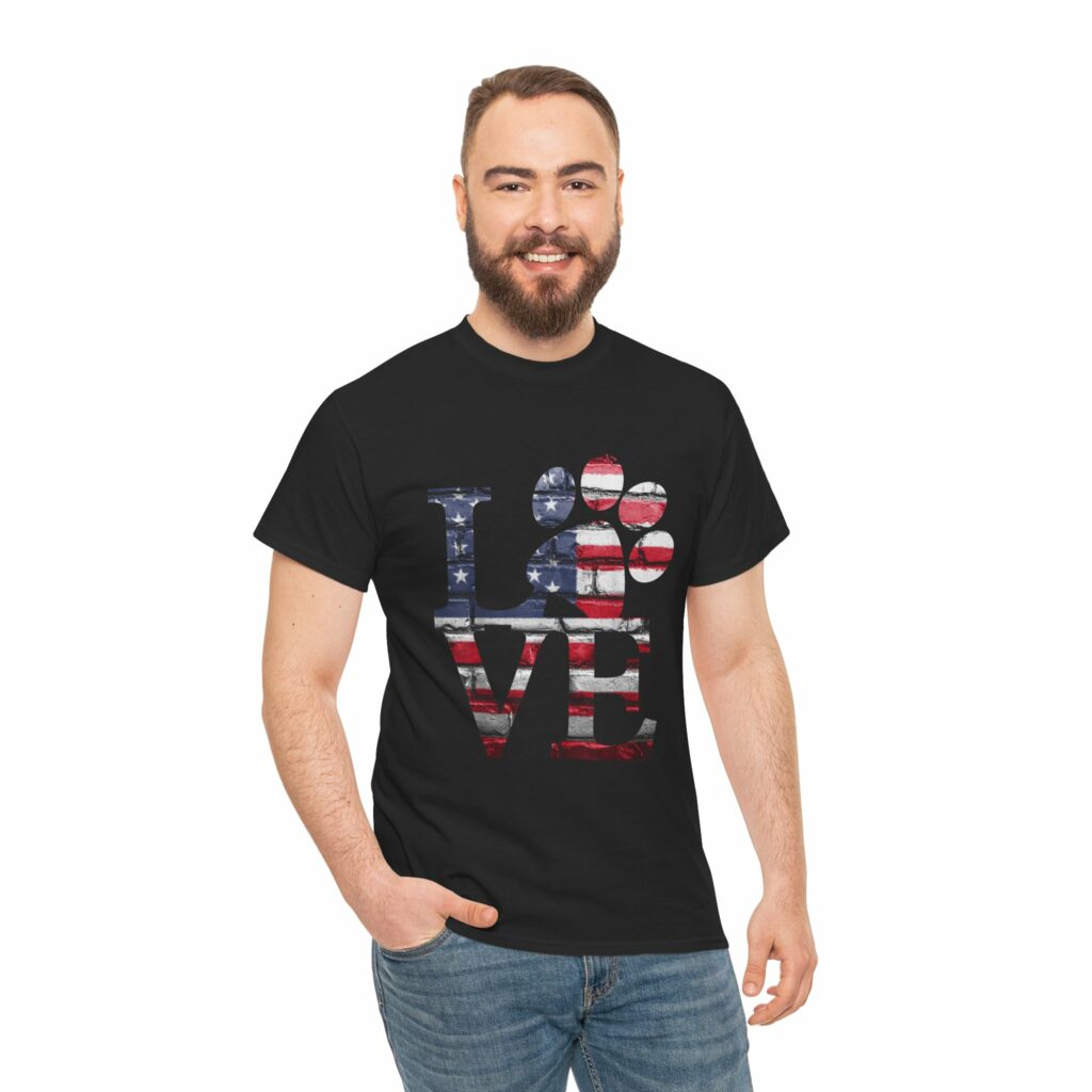 great for 4th of july patriotic dog love unisex cotton shirt