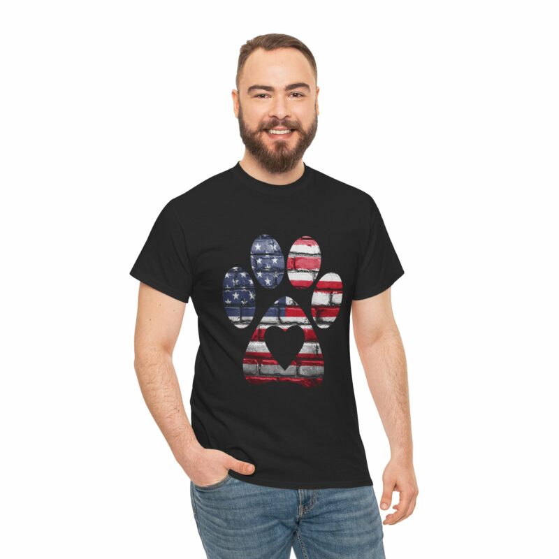 patriotic dog paw great for 4th of july unisex cotton shirt
