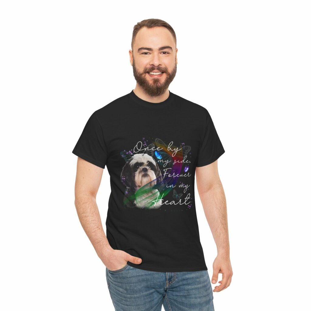 shih tzu once by my side forever in my heart for dog lover unisex cotton shirt